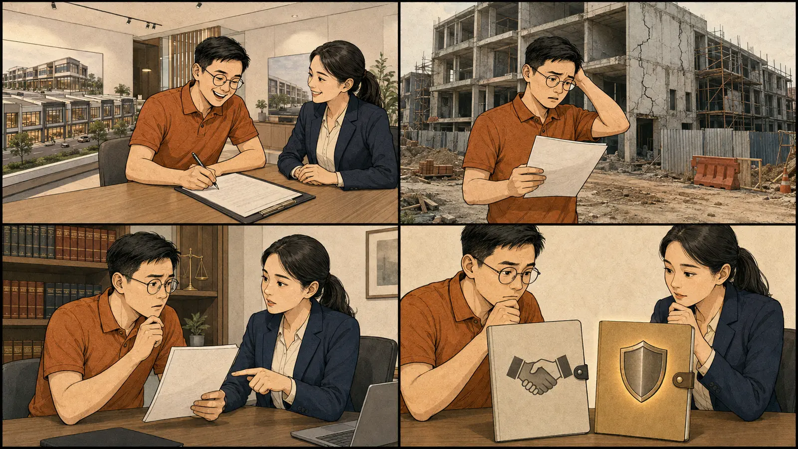 买家签Shoplot SPA后才发现商业单位不一定受HDA保障的四格漫画