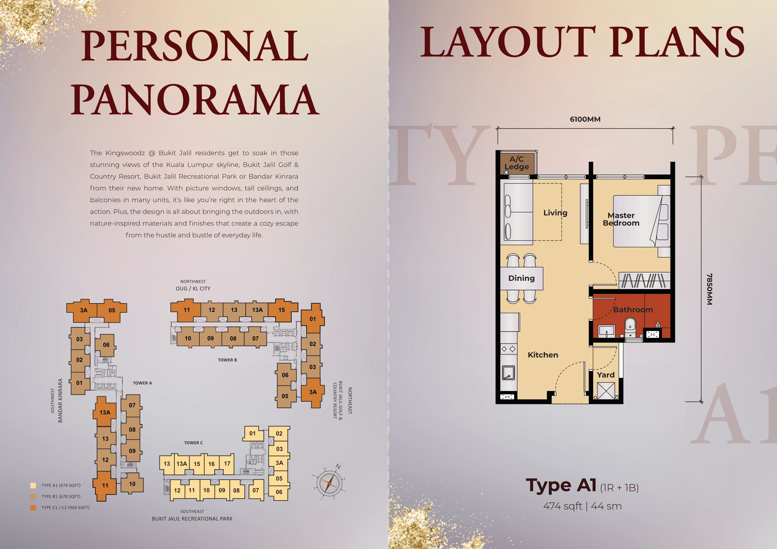 Kingswoodz Layout plans and Type A1 floor plan page