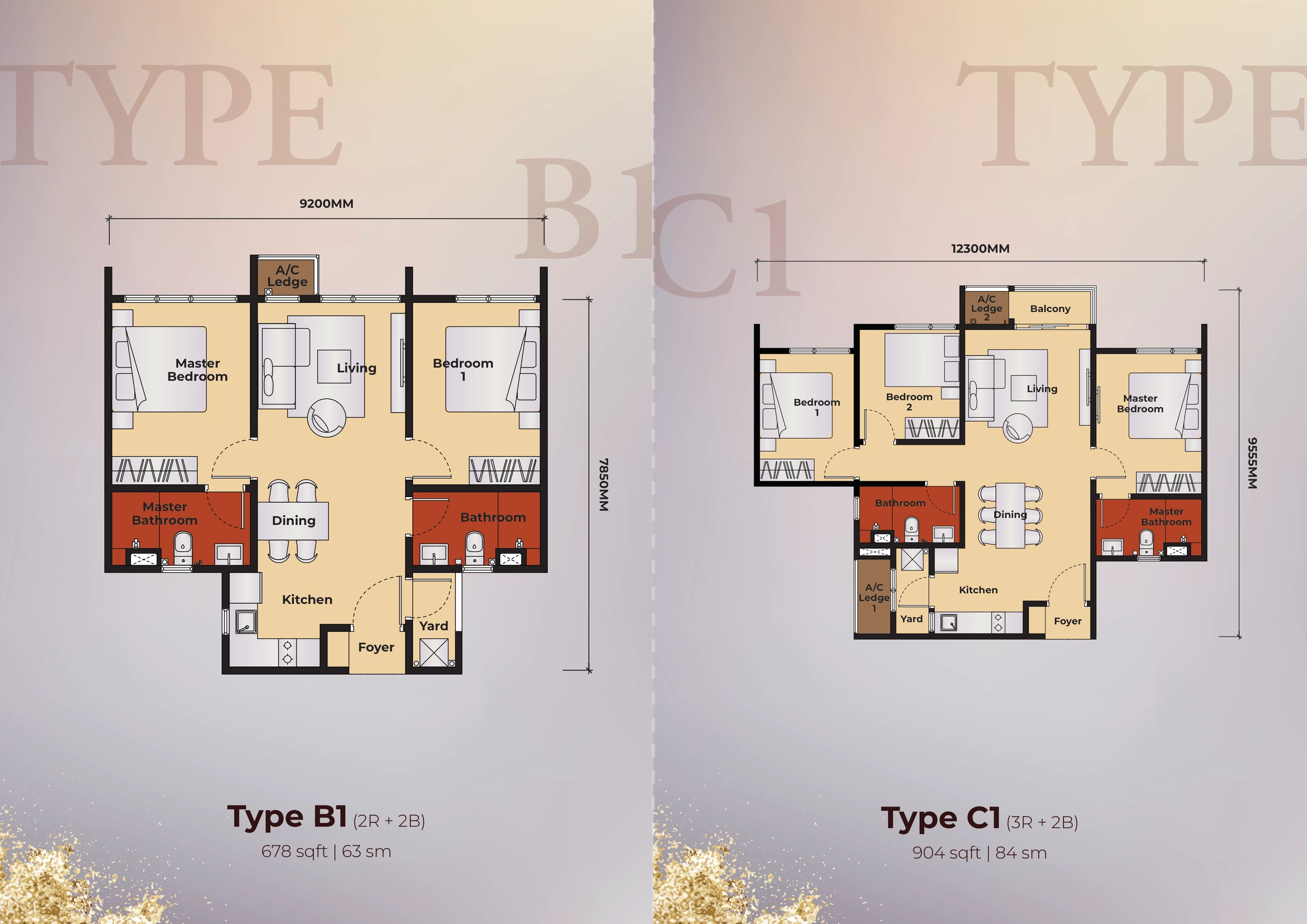 Kingswoodz Type B1 and C1 floor plan page