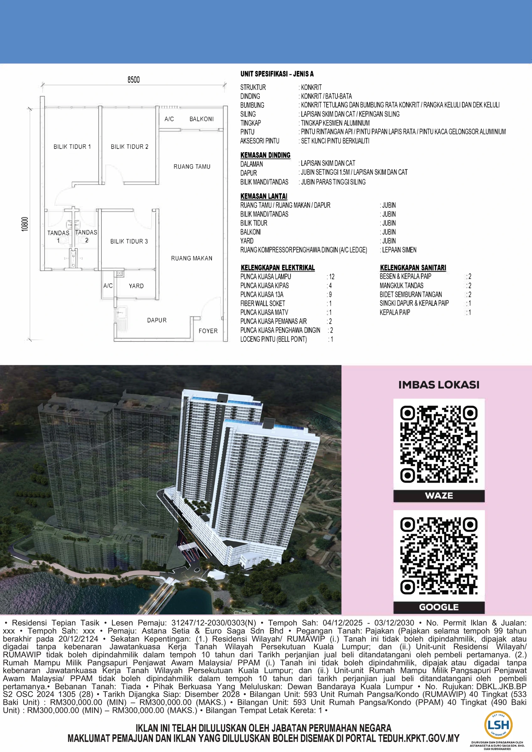 Residensi Tepian Tasik Unit type floor plan page