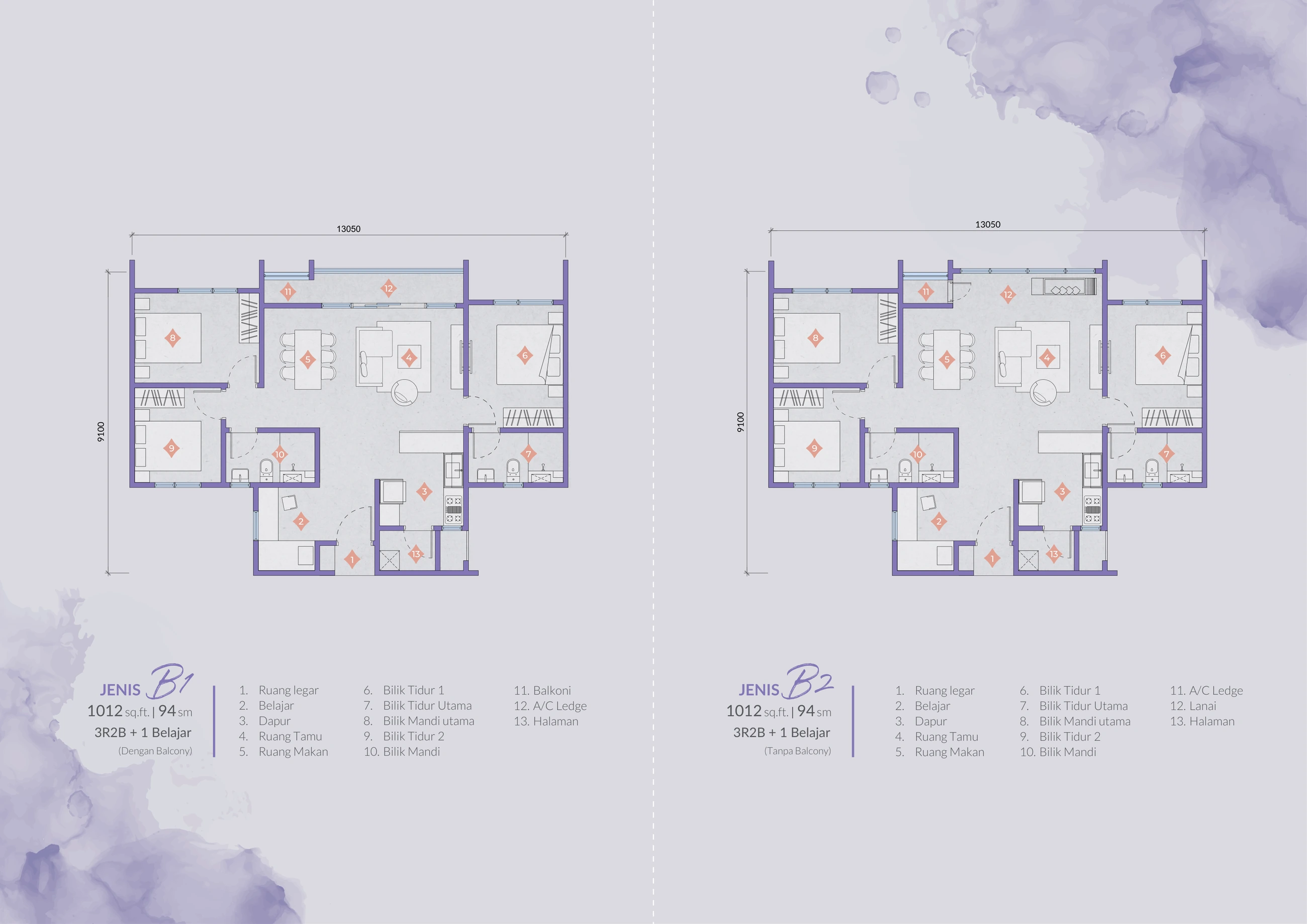Veladaz Residences Jenis B1/B2 floor plan page