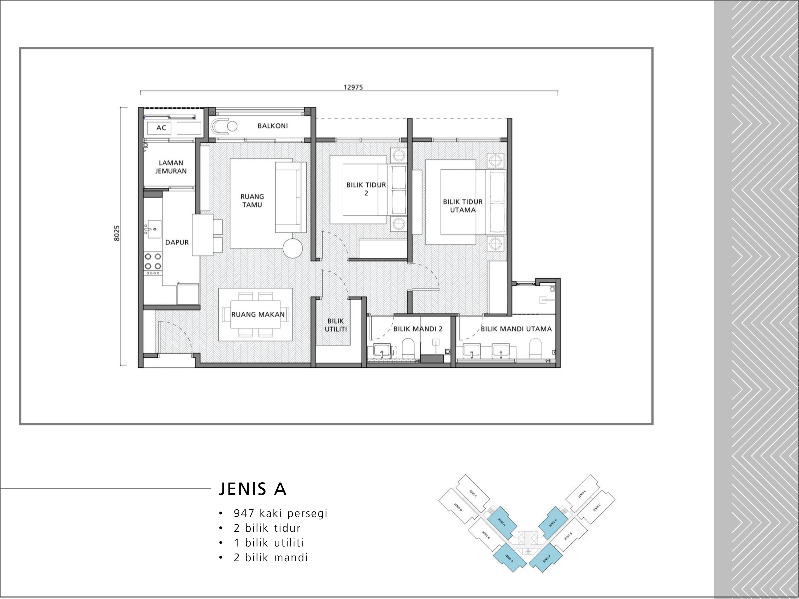 EXECUTIVE HOMES Type A - 947 sqft
