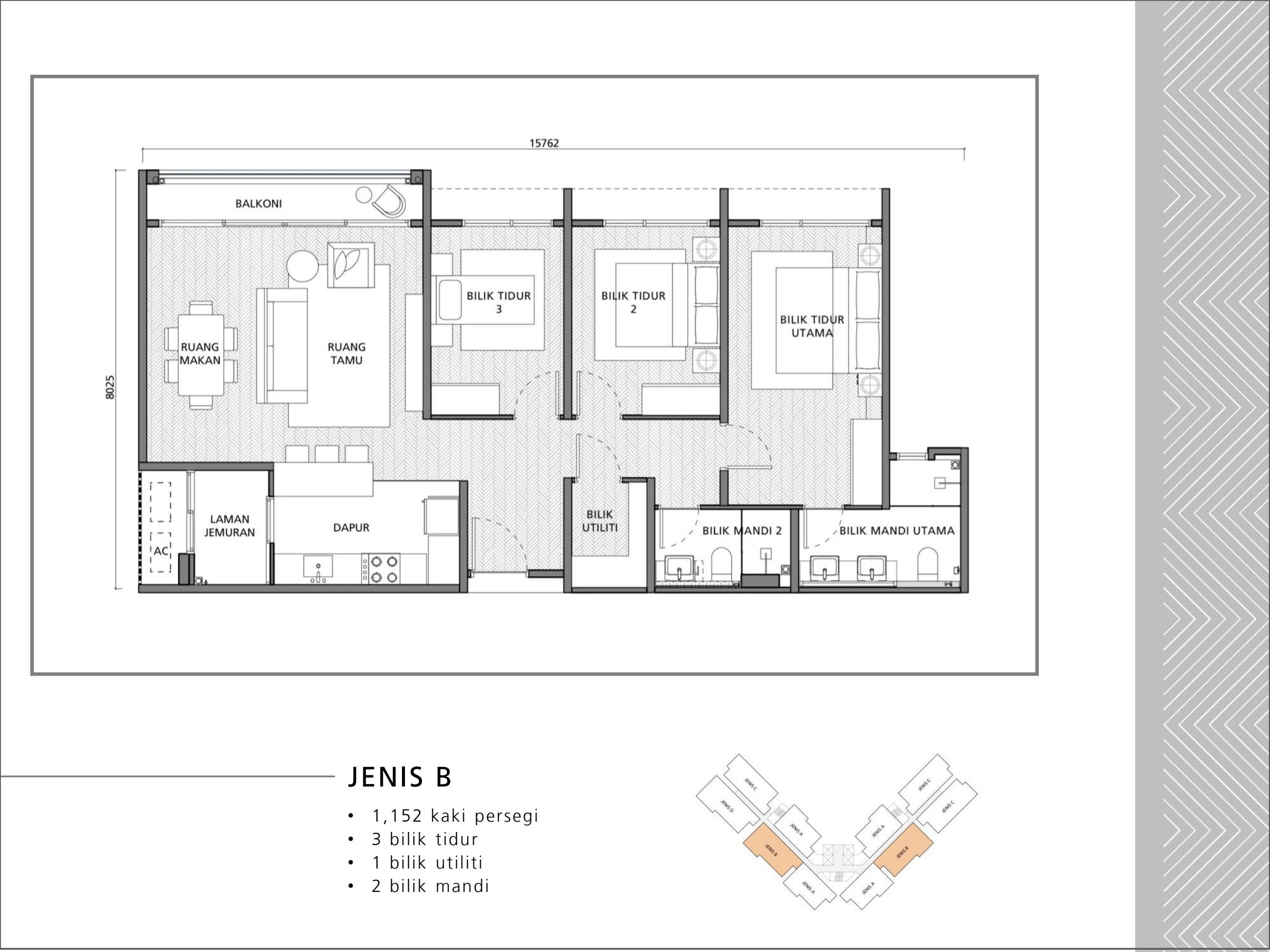 EXECUTIVE HOMES Type B - 1152 sqft