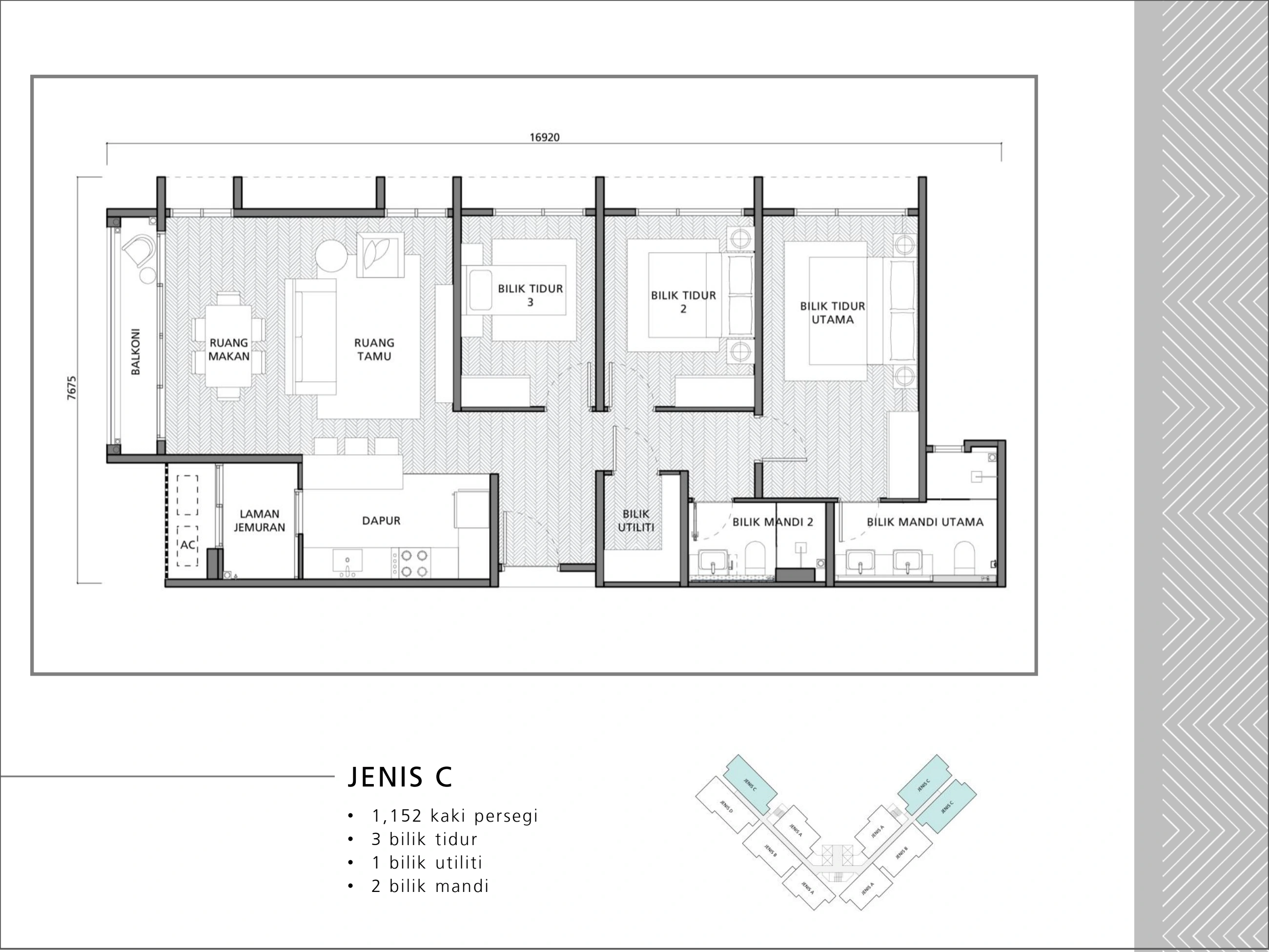 EXECUTIVE HOMES Type C - 1152 sqft