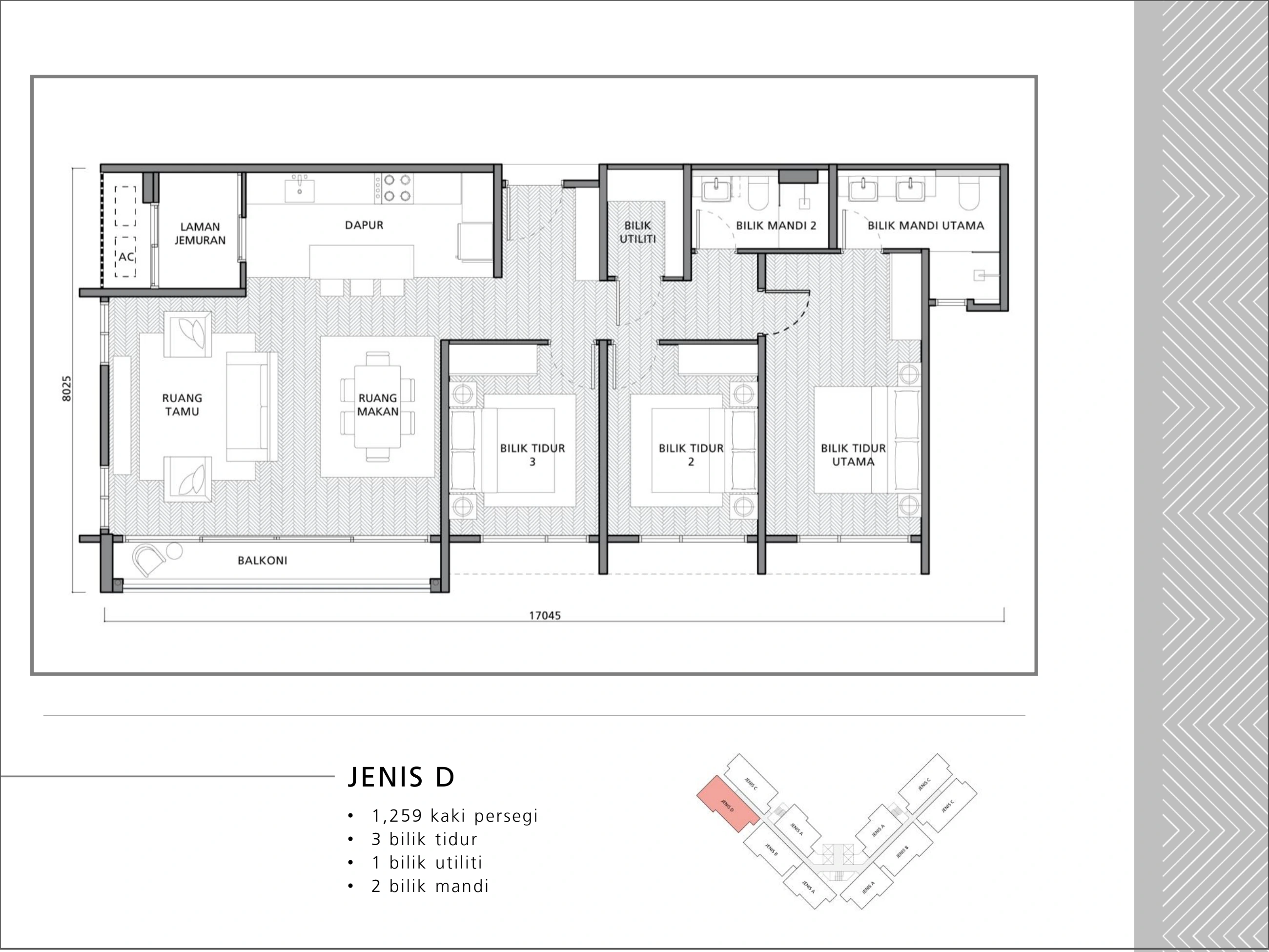 EXECUTIVE HOMES Type D - 1259 sqft