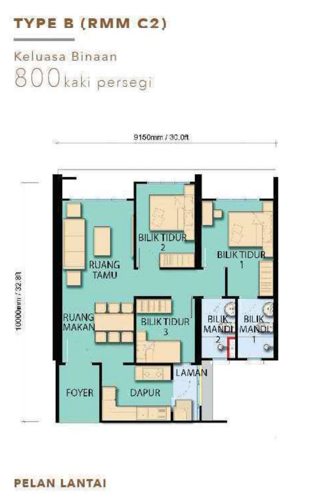 FORESHORE RESIDENCE Type B - RMM C2 - 800 sqft