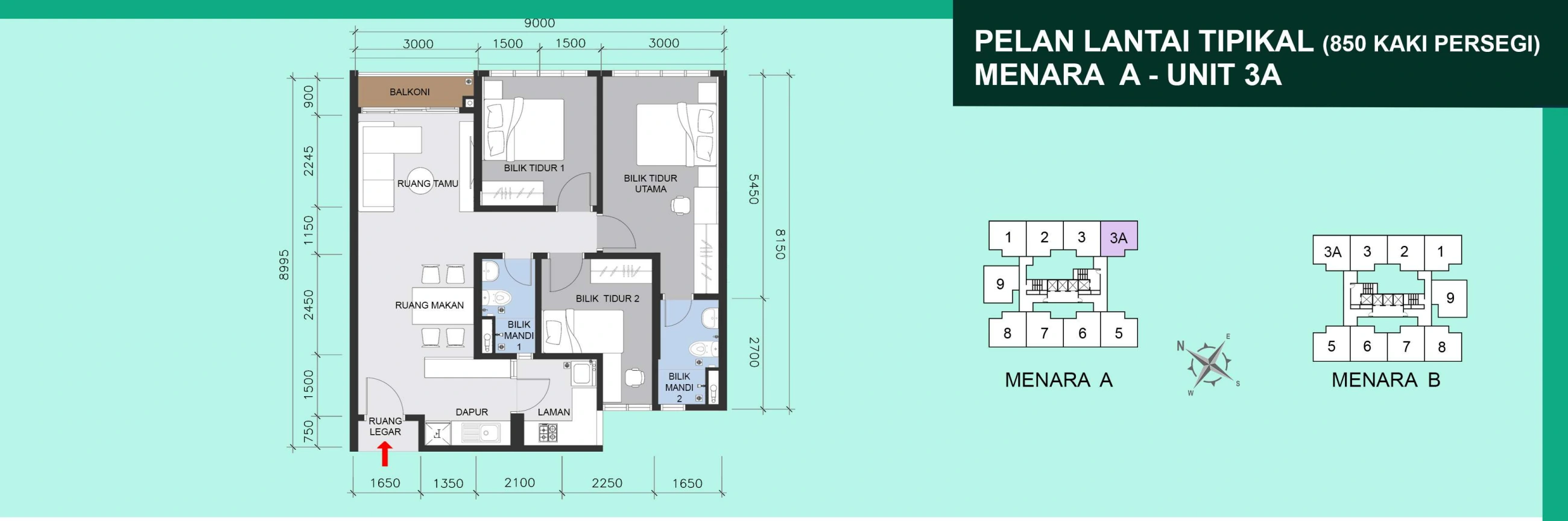 MANDARIN RESIDENSI Tower A Unit 3A