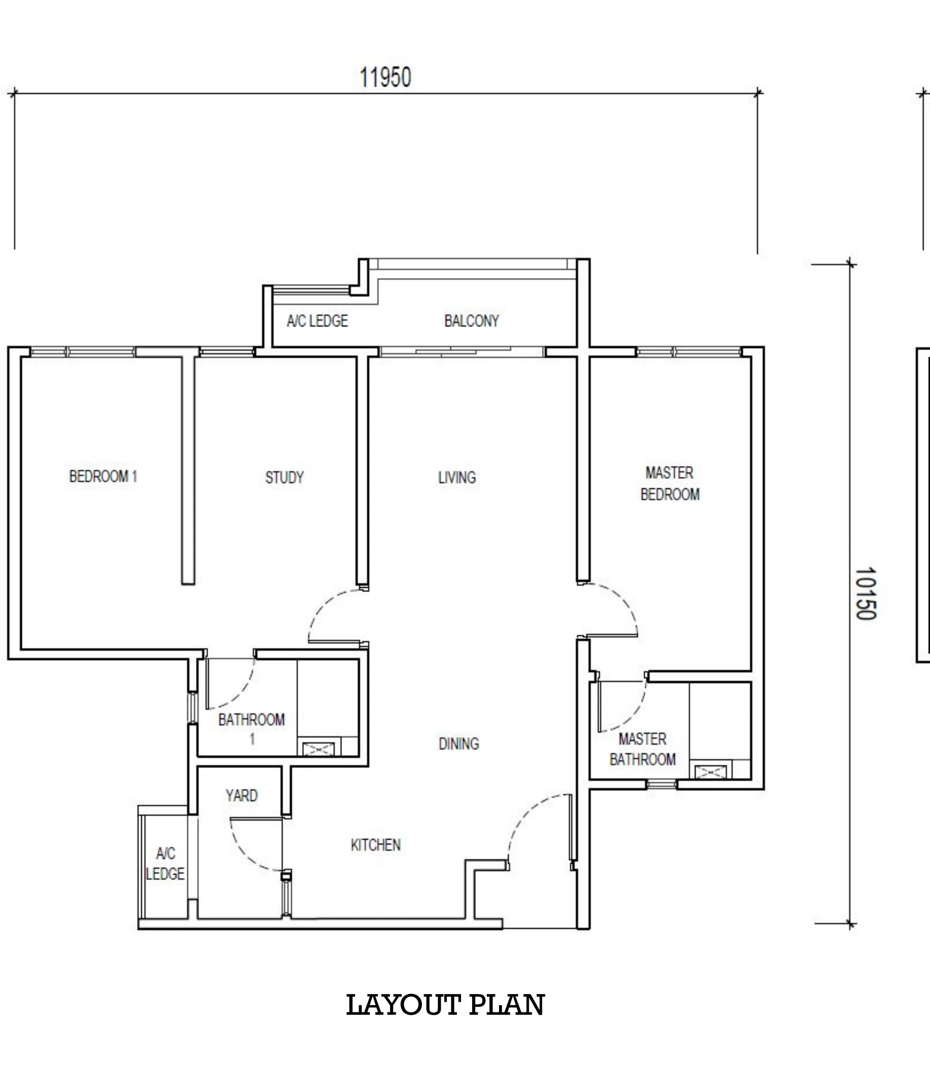 THE LIGHTHAUZ Type B1 - 1001 sqft