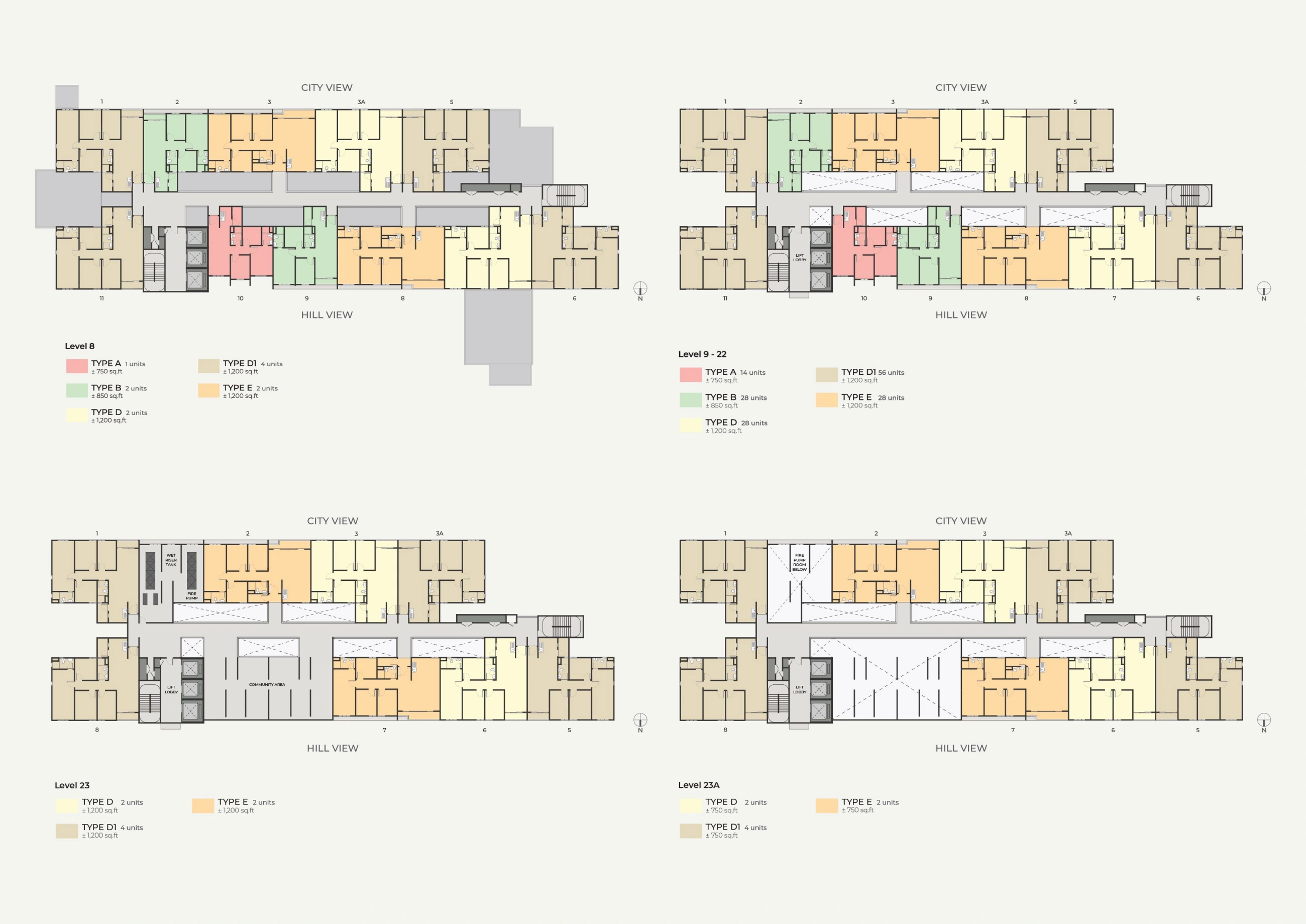 THE SKYLINE Floor plans - Levels 8 to 24A