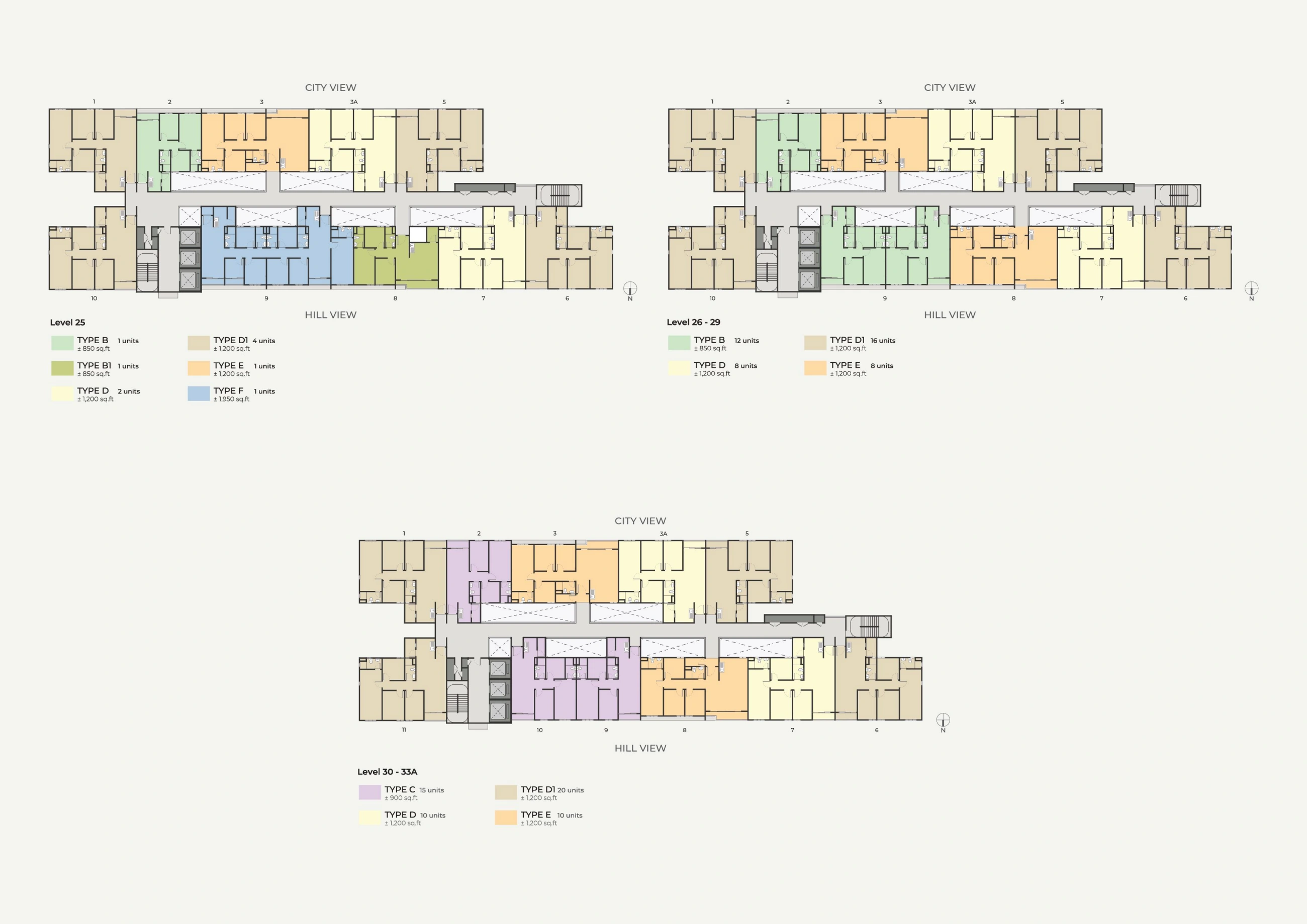 THE SKYLINE Floor plans - Levels 25 to 33A