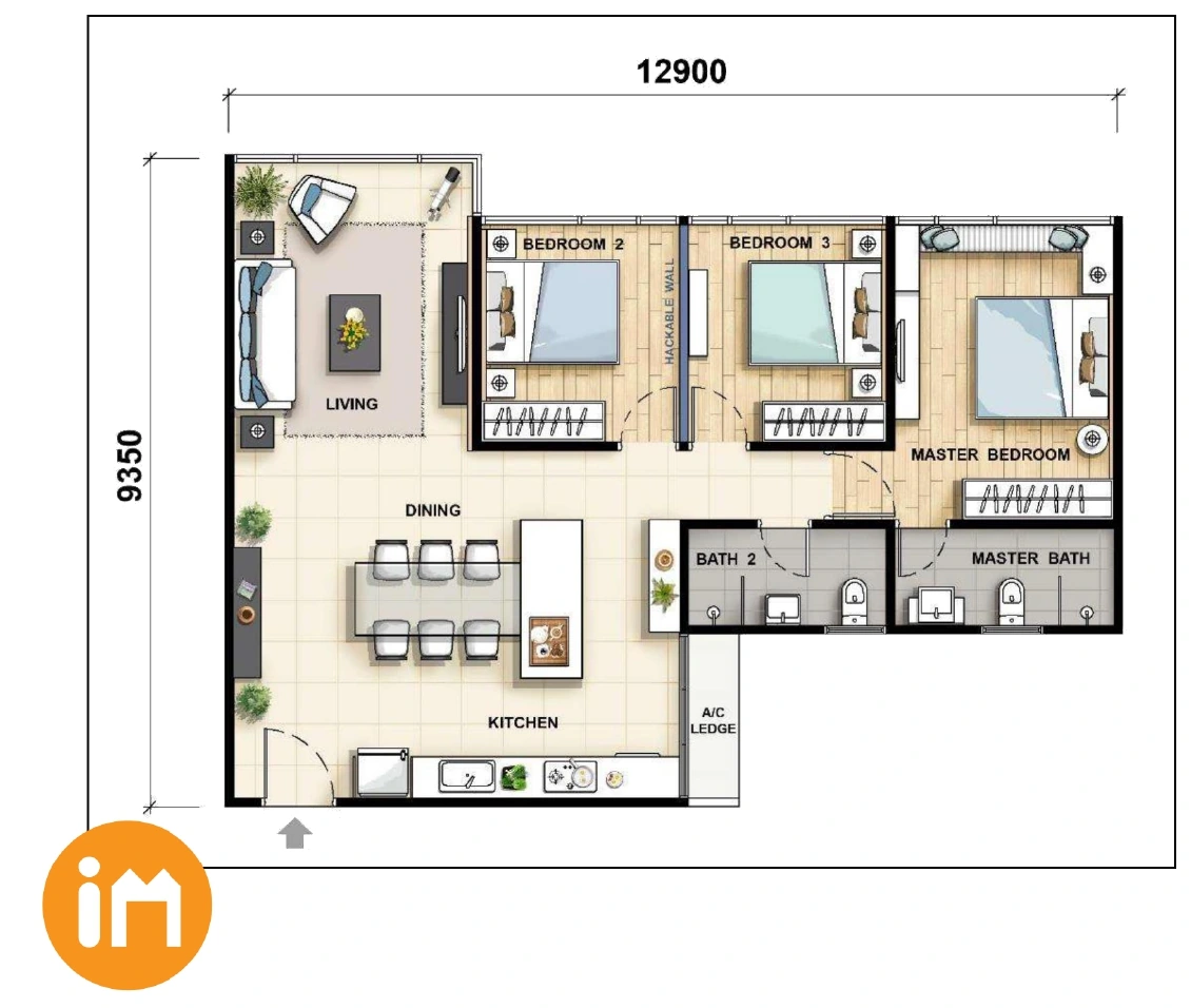 Anggun Residence Type A1 - 1045 sqft