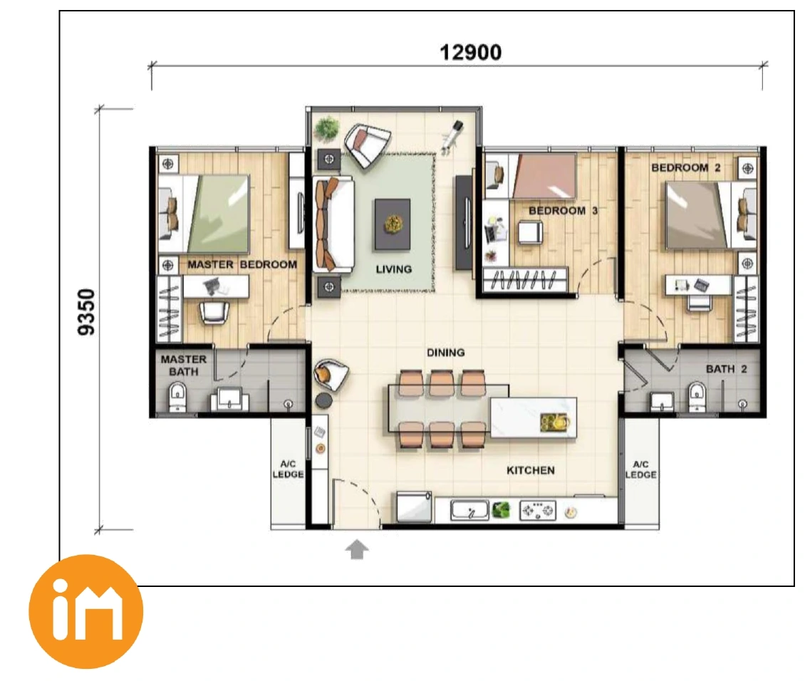 Anggun Residence Type A2 - 1045 sqft