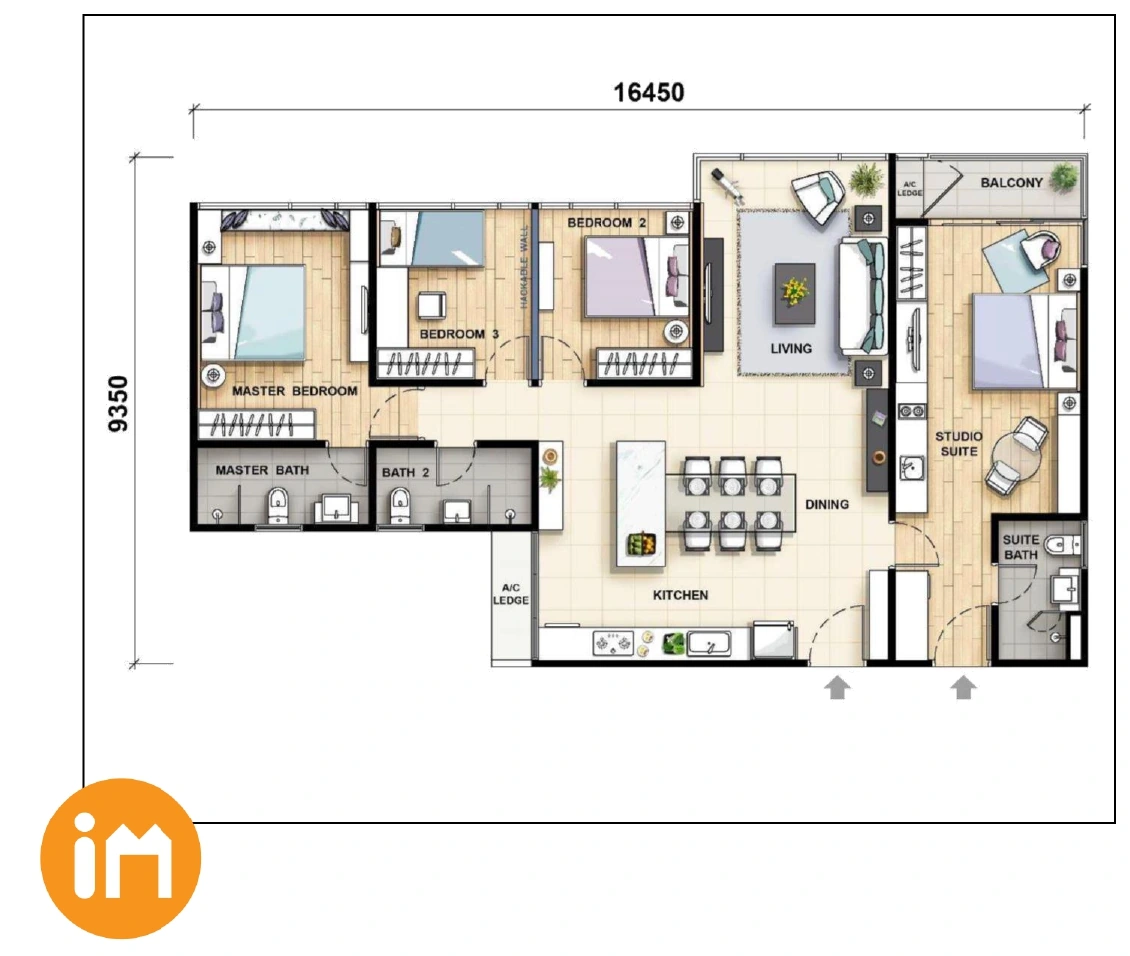 Anggun Residence Type A2c - 1400 sqft - Dual key