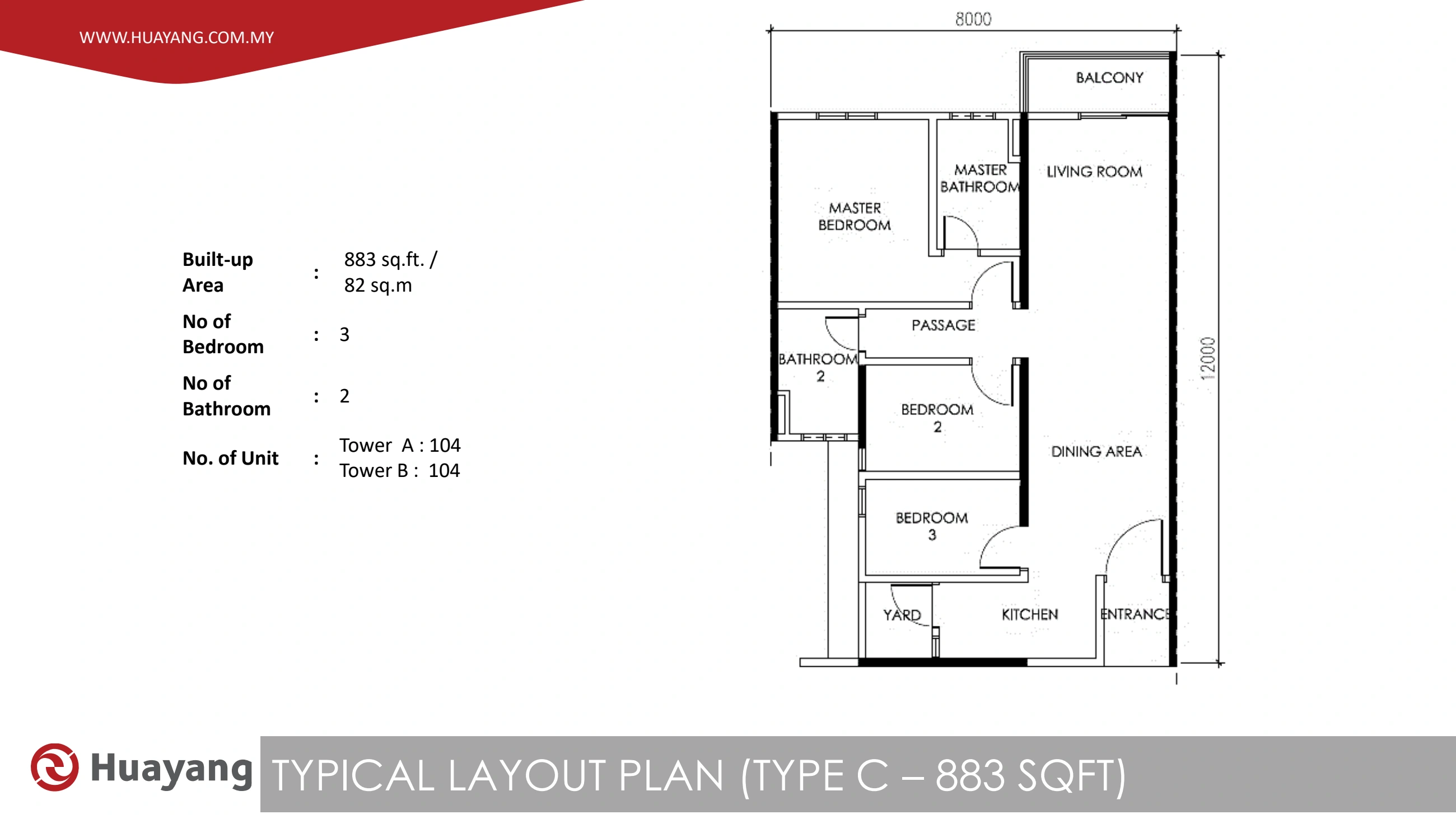 Aston Acacia Type C - 883 sqft