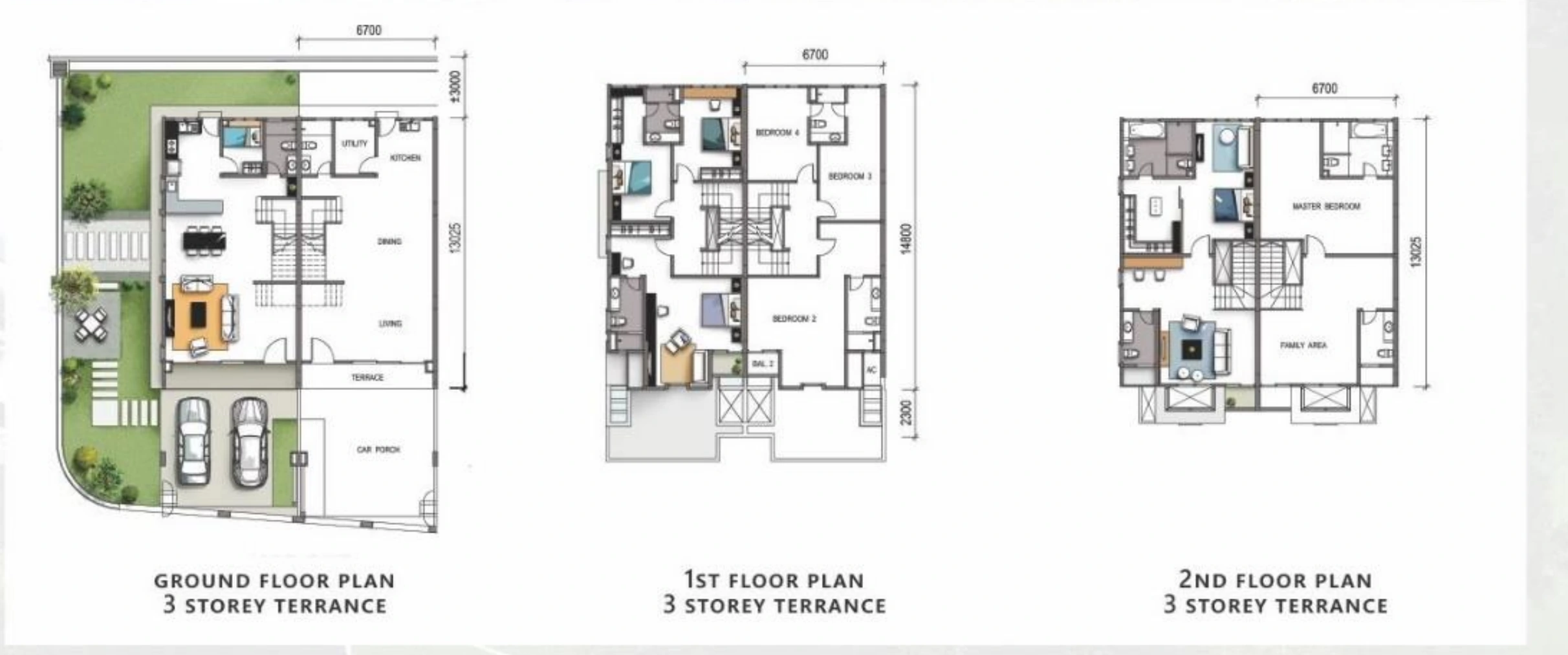 Bayu Residence 3-storey link house - Ground, first and second floors