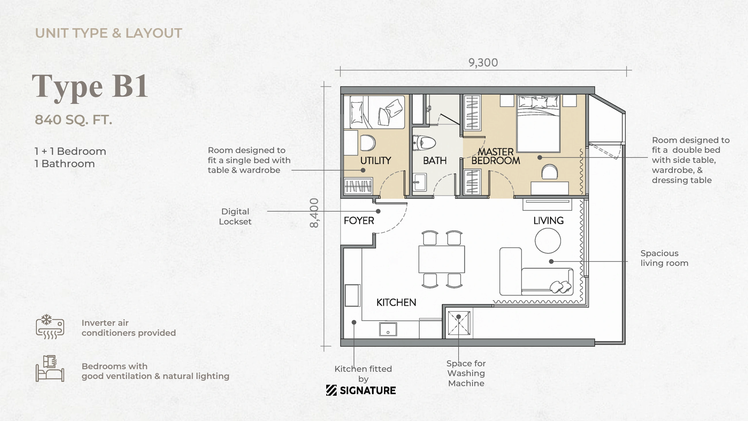 THE CROWN Type B1 - 840 sqft
