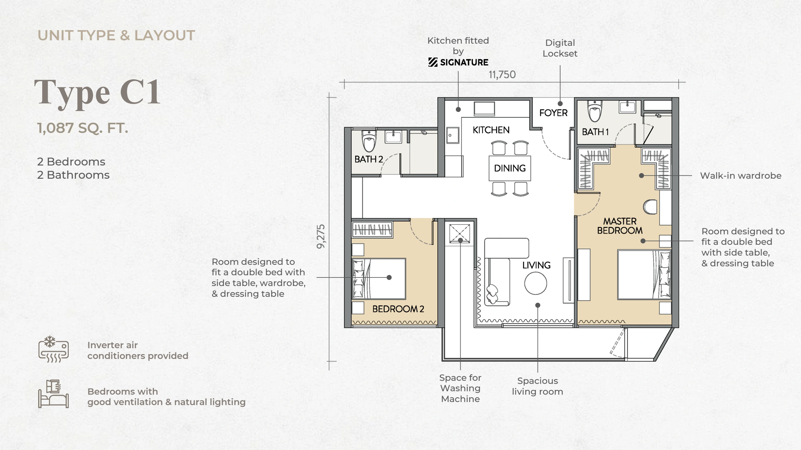 THE CROWN Type C1 - 1087 sqft