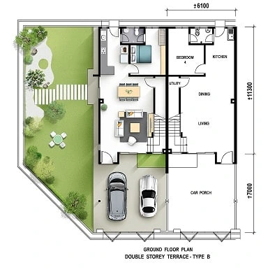 Dahlia Garden @ Pearl City Terrace Type B - Ground floor