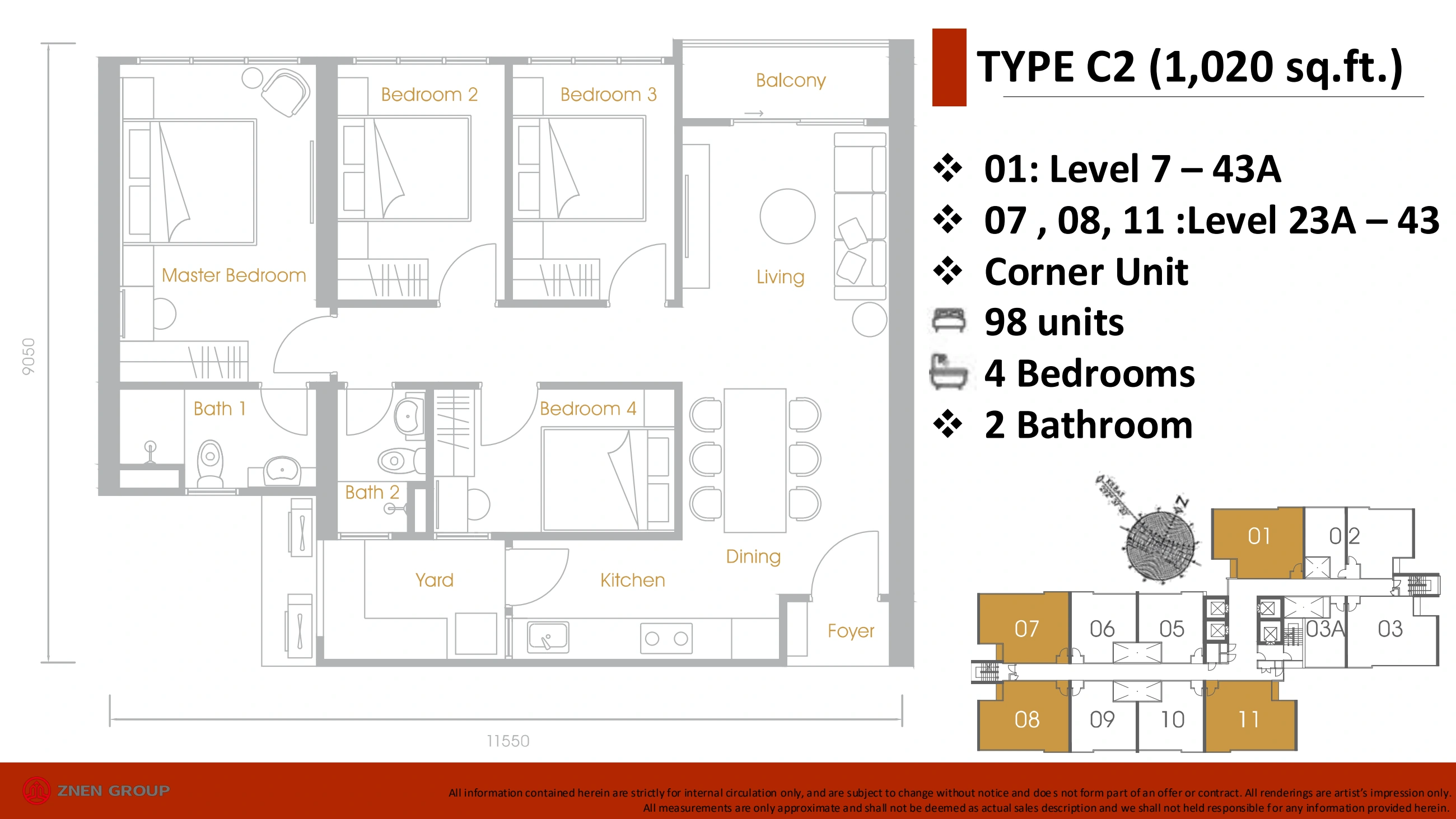 Grains Residences Type C2 - 1020 sqft