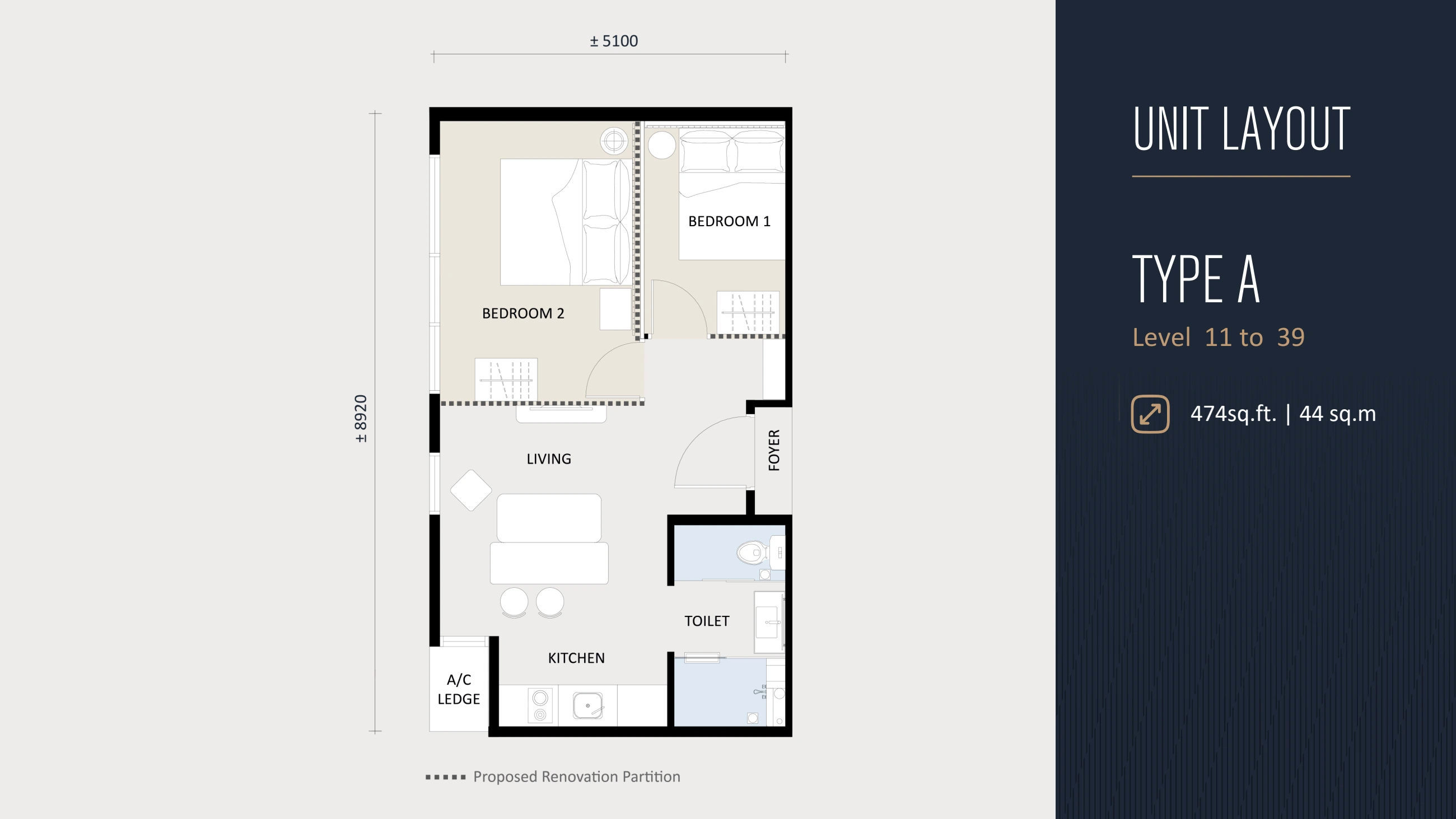 G' VINTON Type A - 474 sqft