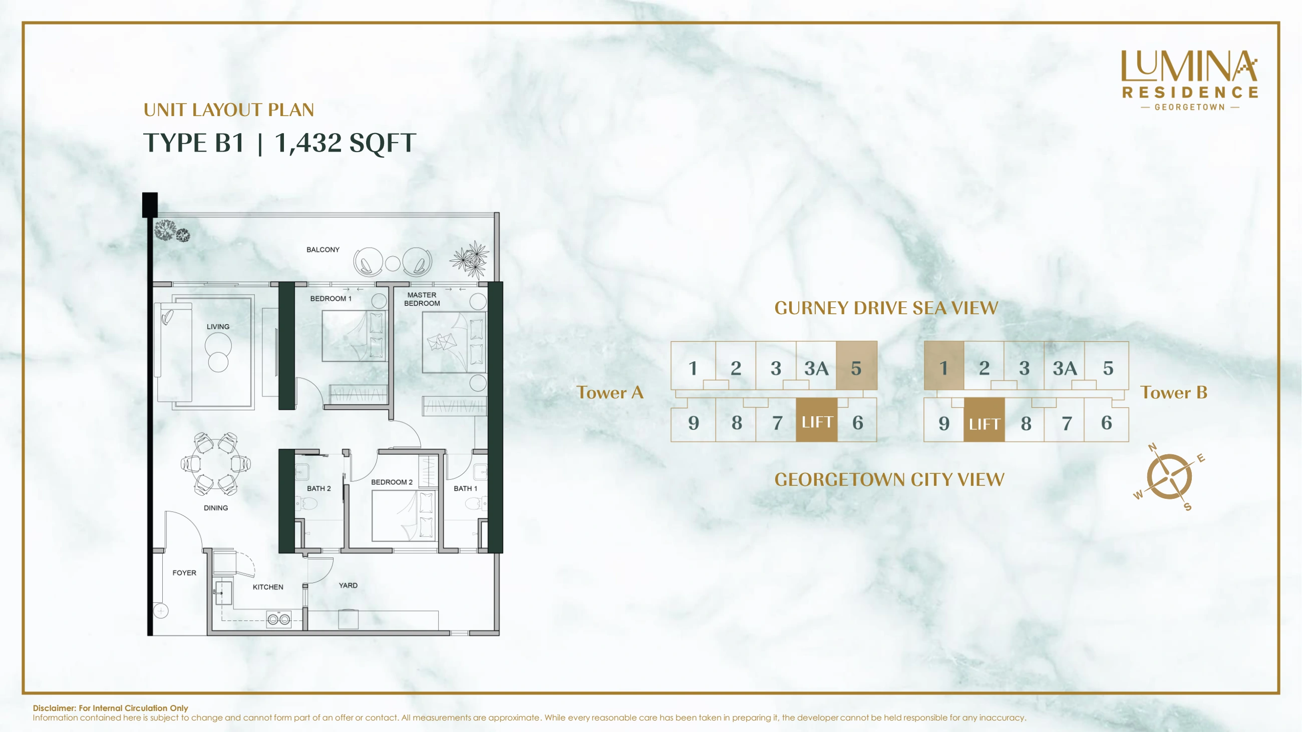 LUMINA RESIDENCE Type B1 - 1432 sqft