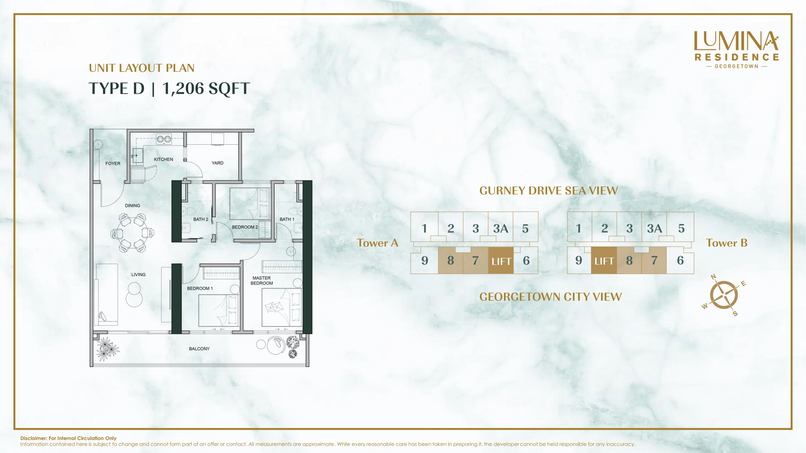 LUMINA RESIDENCE Type D - 1206 sqft