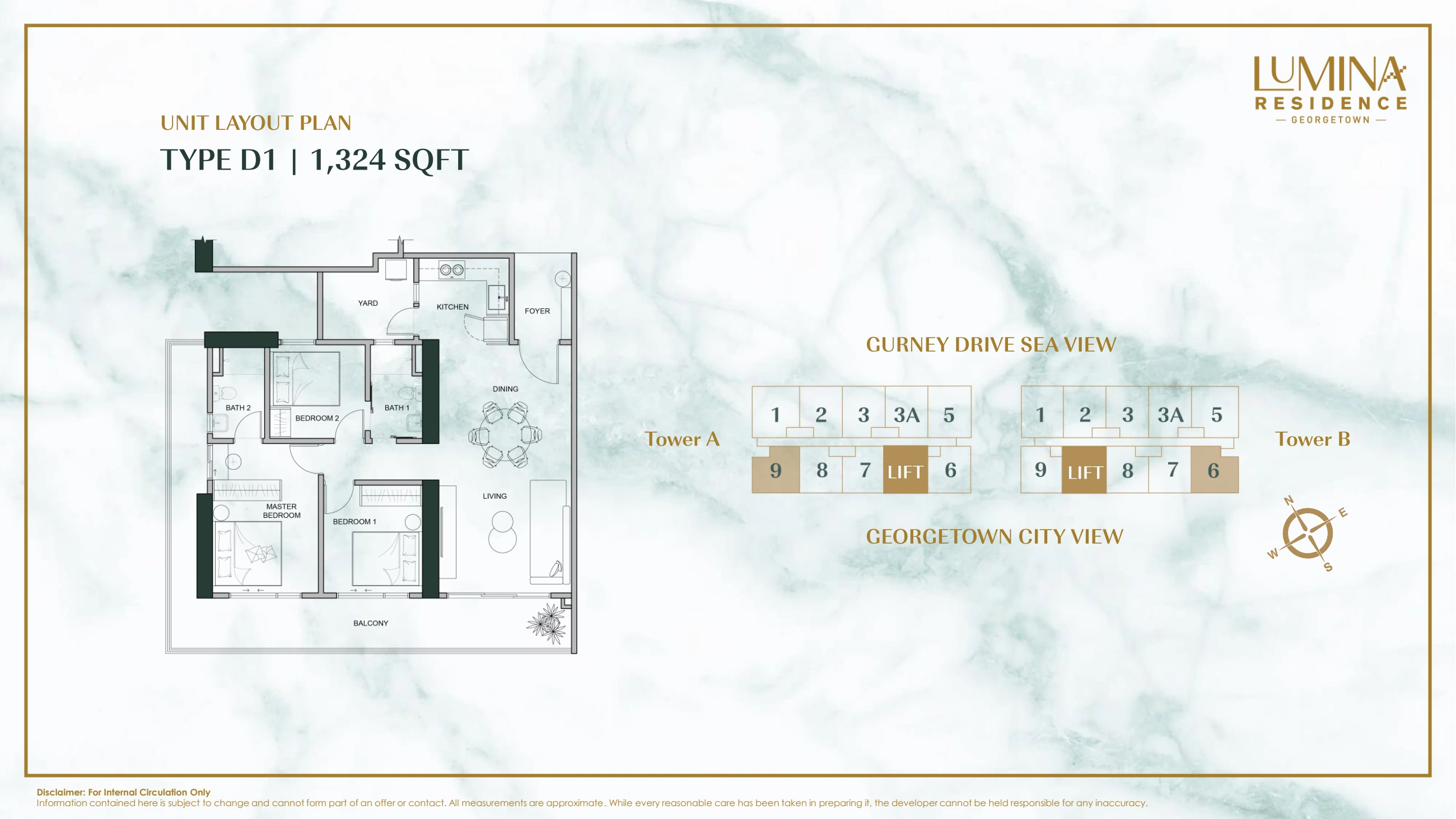 LUMINA RESIDENCE Type D1 - 1324 sqft