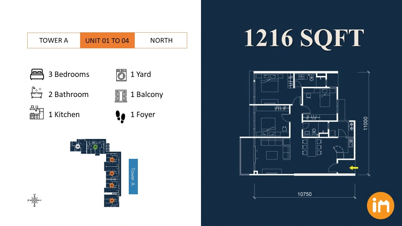 Marina Residence 1216 sqft - Tower A