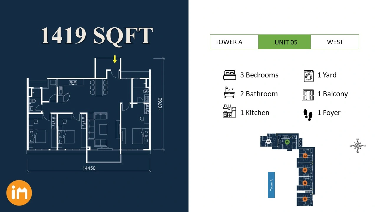 Marina Residence 1419 sqft - Tower A