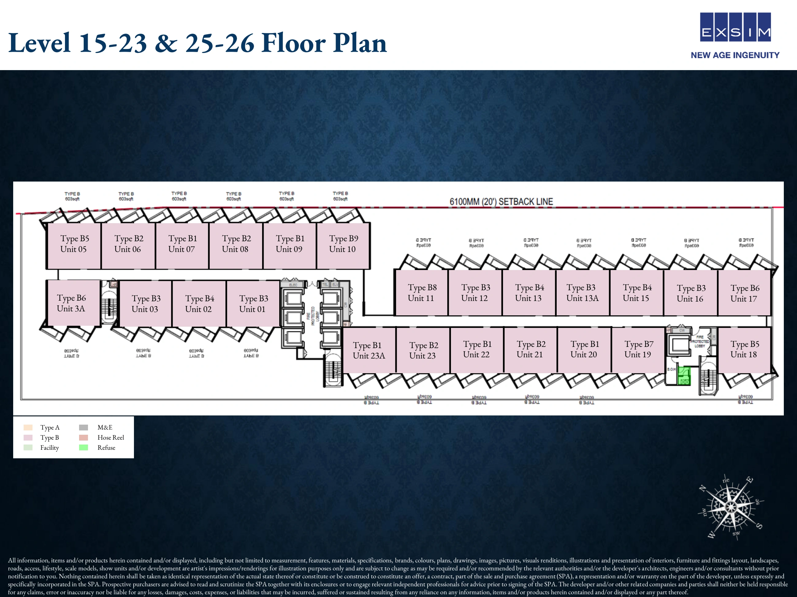 NOORDINZ SUITES @ GEORGE TOWN Levels 15-23 and 25-26 floor plan