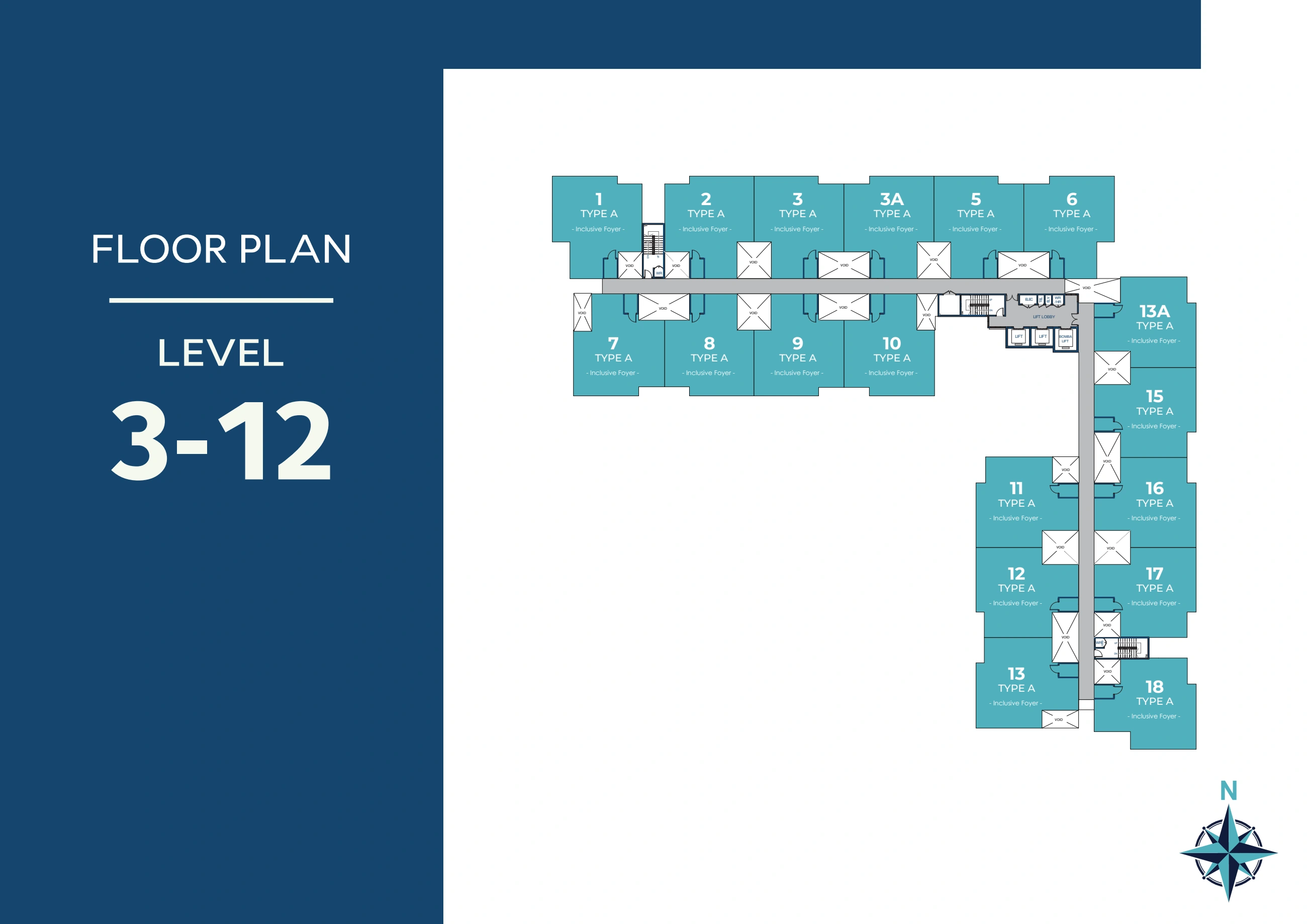 Residensi Pauh Armani Levels 3-12 floor plan