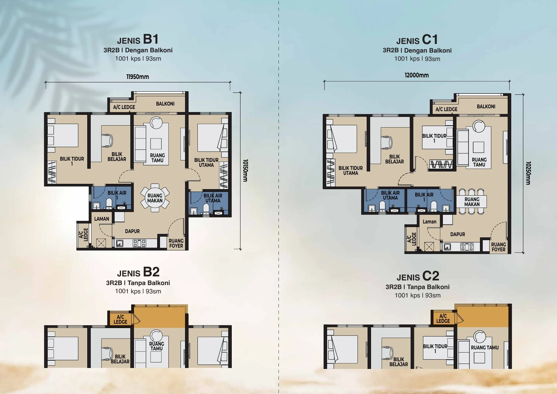 THE LIGHTHAUZ Jenis B2 / Jenis B1 / Jenis C2 / Jenis C1 floor plan page