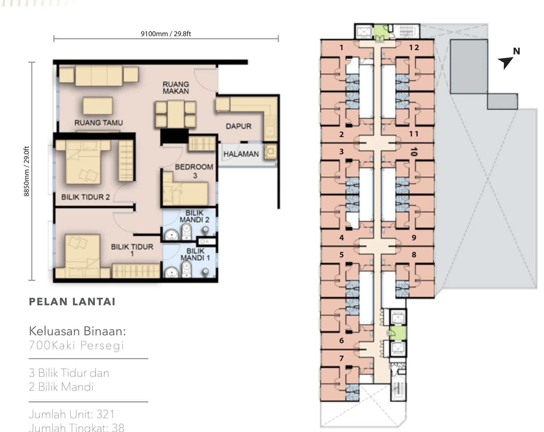 FORESHORE APARTMENT Type A 700 sq ft / typical floor plan