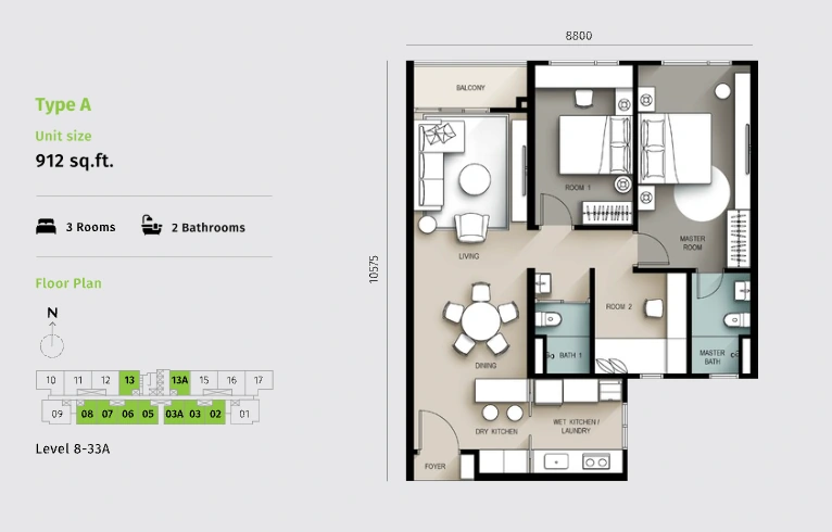 Savana @ Utropolis Type A - 912 sqft