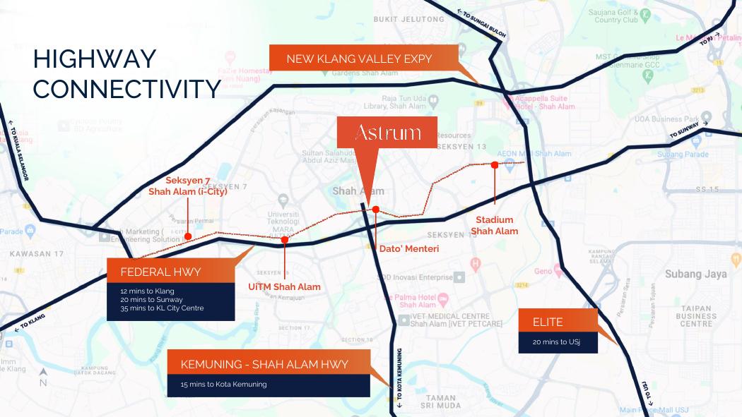 Astrum Shah Alam 位置与交通