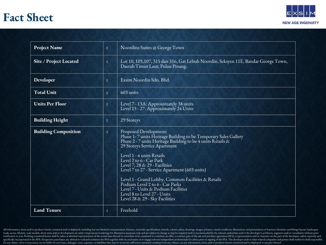 NOORDINZ SUITES @ GEORGE TOWN Sales Kit 项目资料