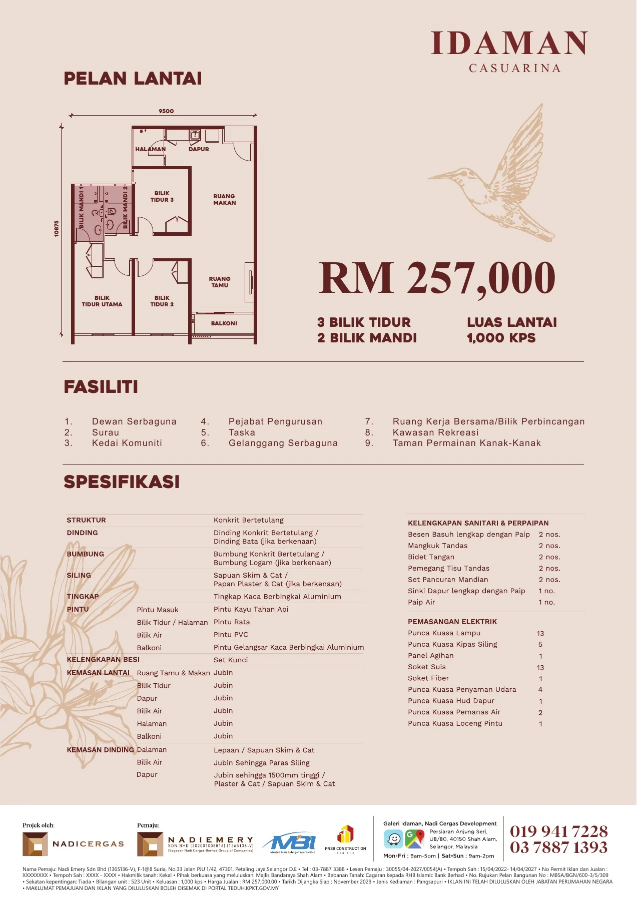 Pangsapuri Idaman Casuarina 1 Type A 1,000 sq ft