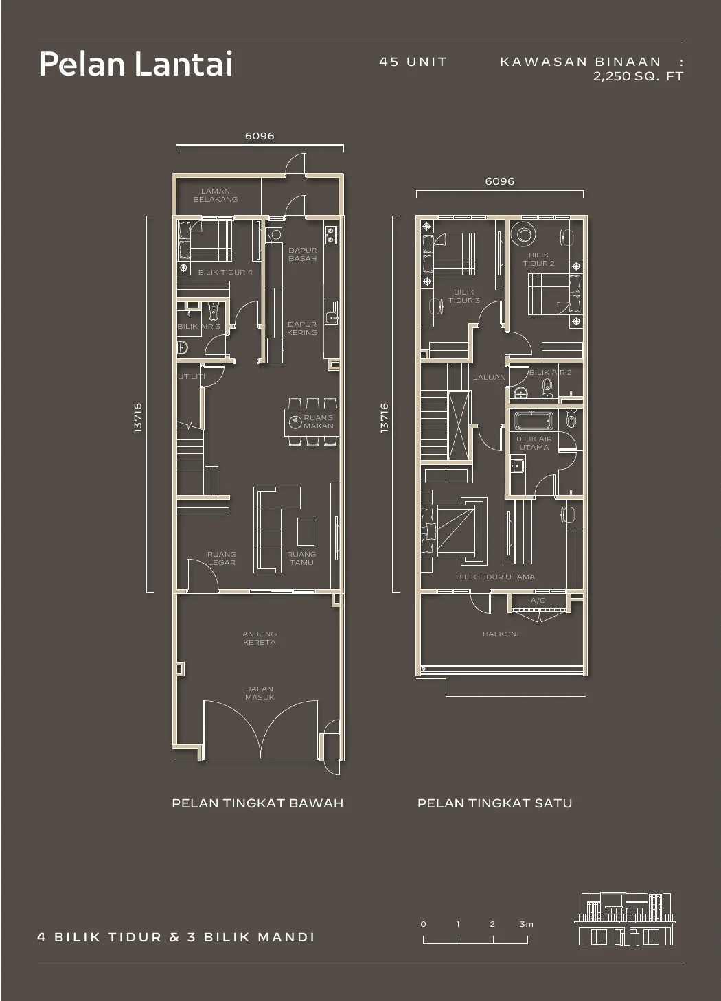 Taman Puchong Tekali 20 x 70 Type 1 terrace floor plans